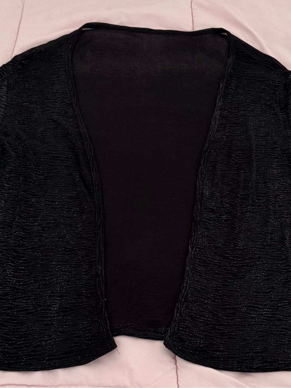 Vintage Black with metallic Long Sleeve Textured open front cardigan, size L